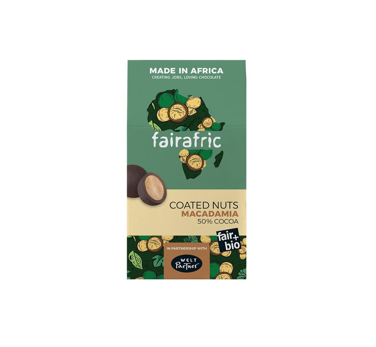 fairafric coated Macadamia BIO 50% 100g